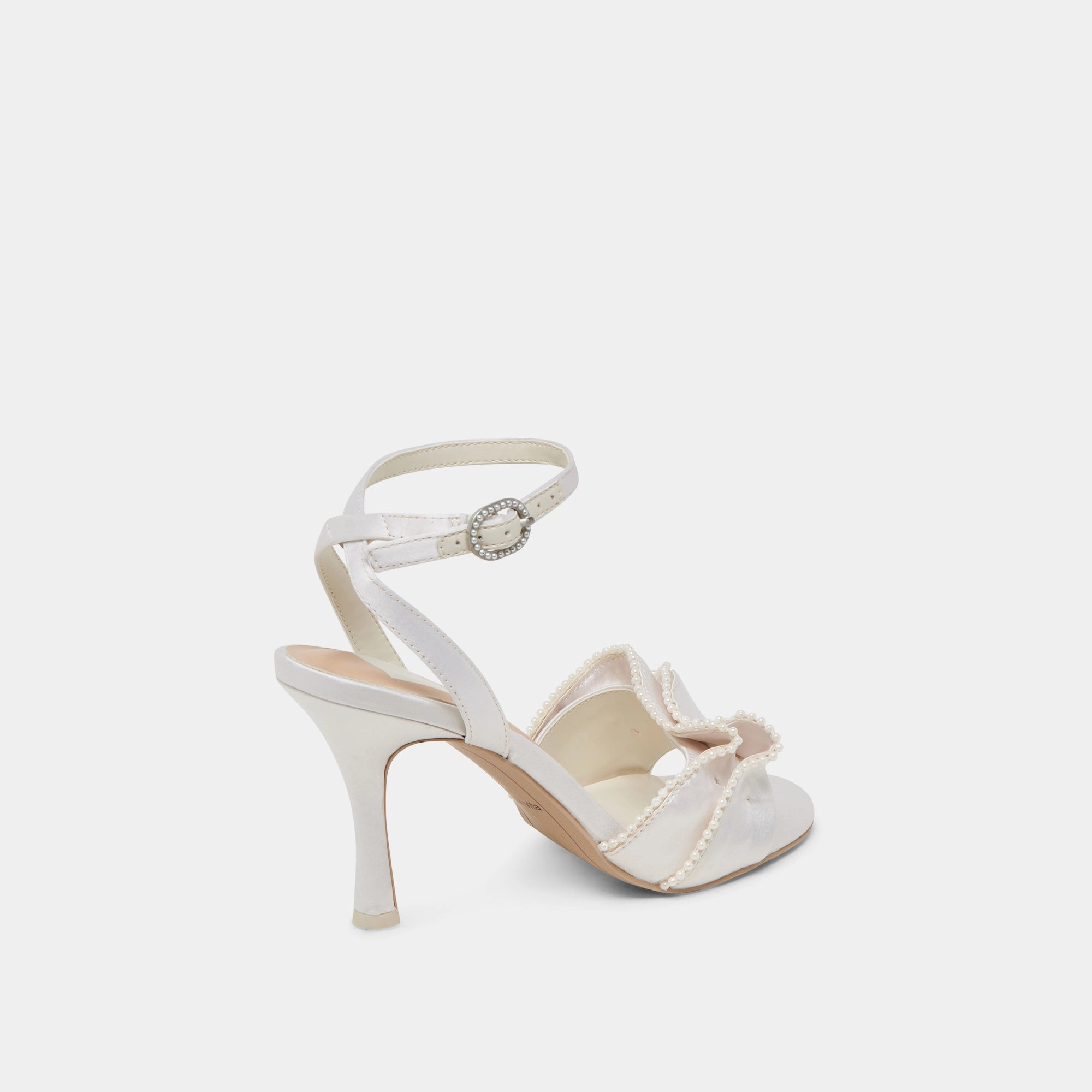 Glamorous Footwear LUNETE PEARL HEELS VANILLA SATIN