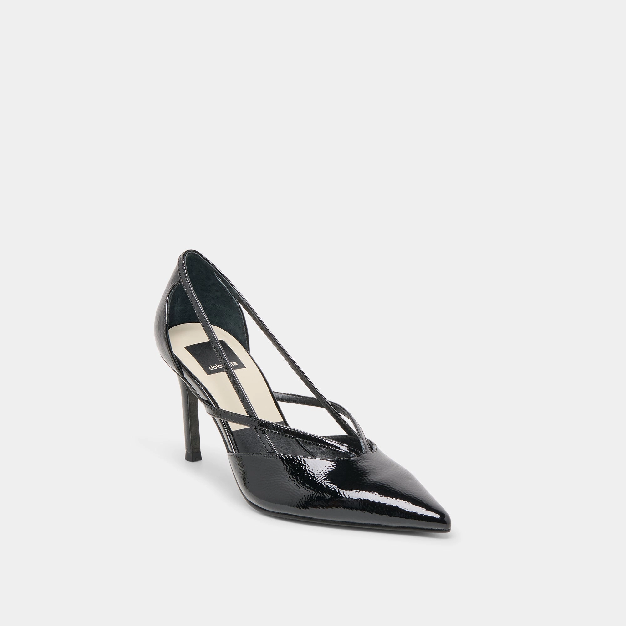 KAINE HEELS MIDNIGHT CRINKLE PATENT LEATHER Luxury Look Smart Footwear