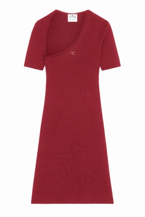 Bare Arm Mini Slash Rib Knit Dress