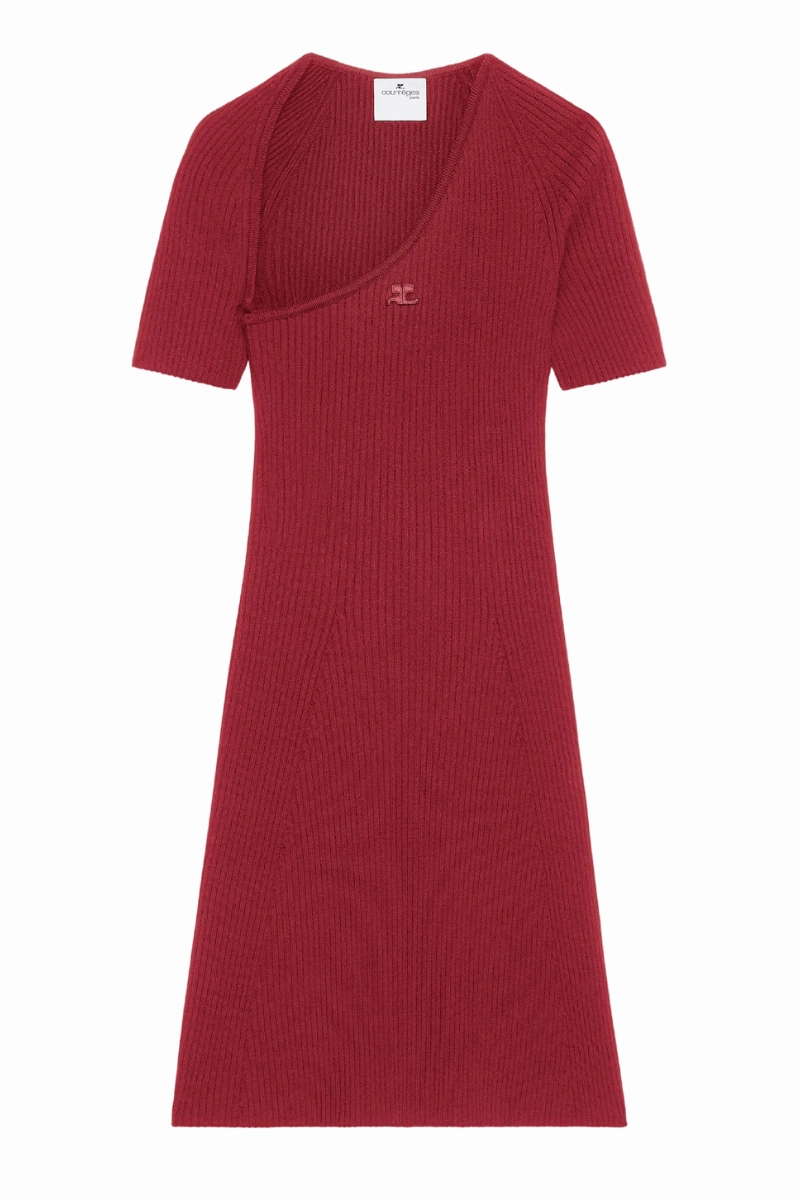 Bare Arm Mini Slash Rib Knit Dress