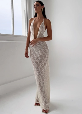 Effortless Fit Design Versatile Touch Champagne Coastline Maxi Dress - Ivory