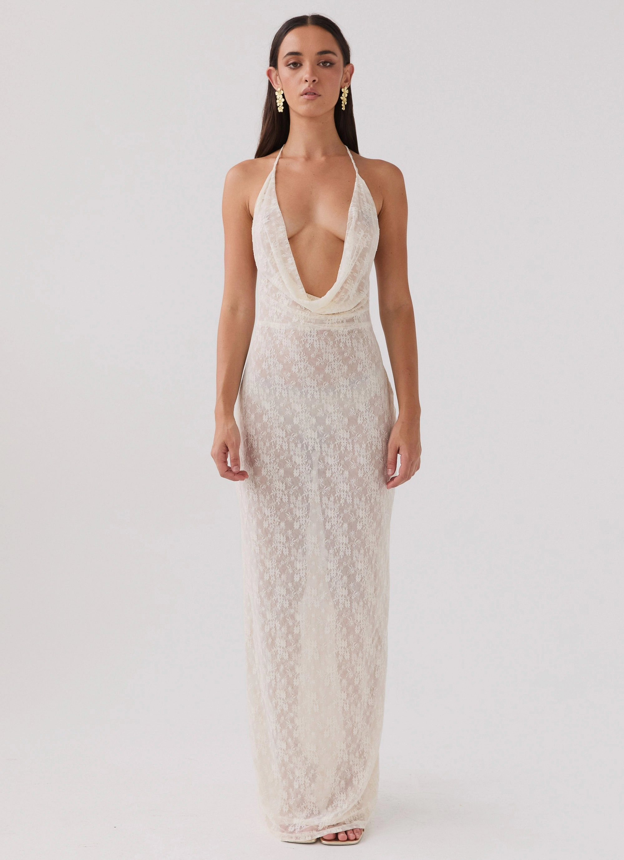 Champagne Coastline Maxi Dress - Ivory Light and Comfortable Wear Soft Design