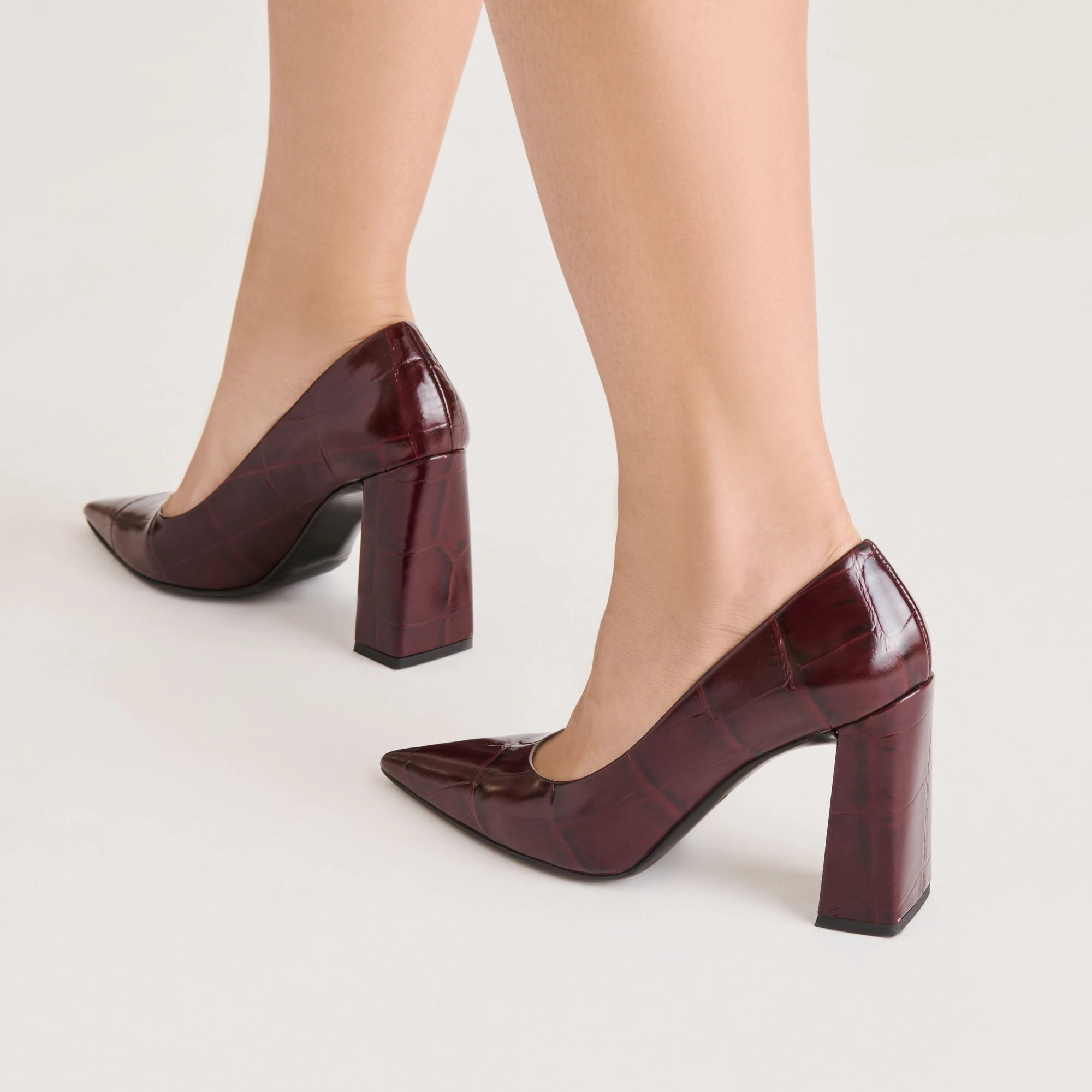 Fast Pick MISTY HEELS BURGUNDY CROCO EMBOSSED LEATHER