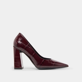 Versatile Spark MISTY HEELS BURGUNDY CROCO EMBOSSED LEATHER