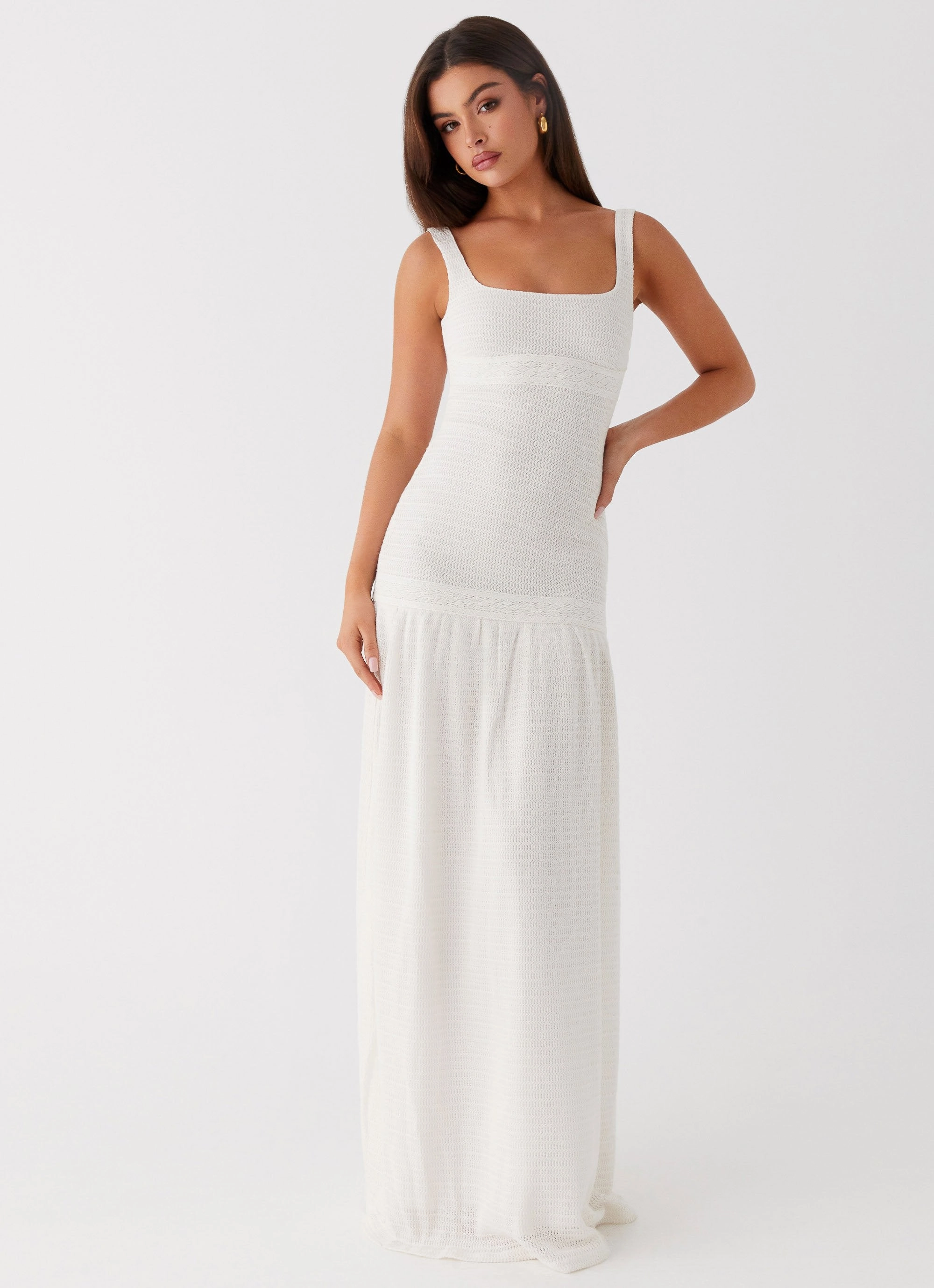 Metallic-Shine Lyrical Maxi Dress - Ivory
