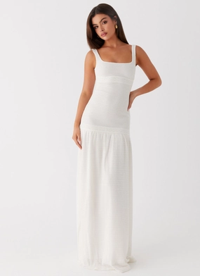 Metallic-Shine Lyrical Maxi Dress - Ivory