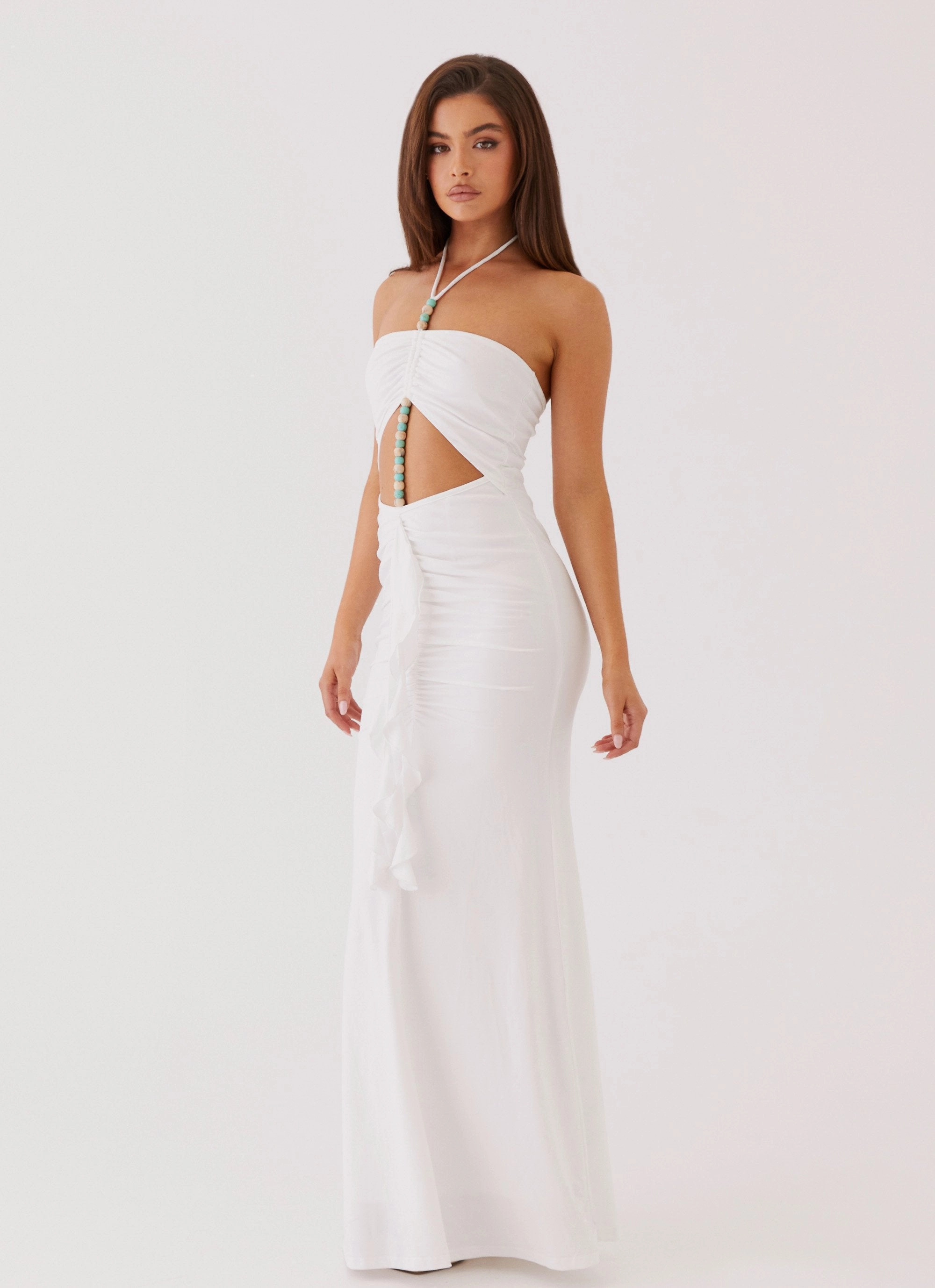 Cruise-Wear Serina Ruffle Maxi Dress - White