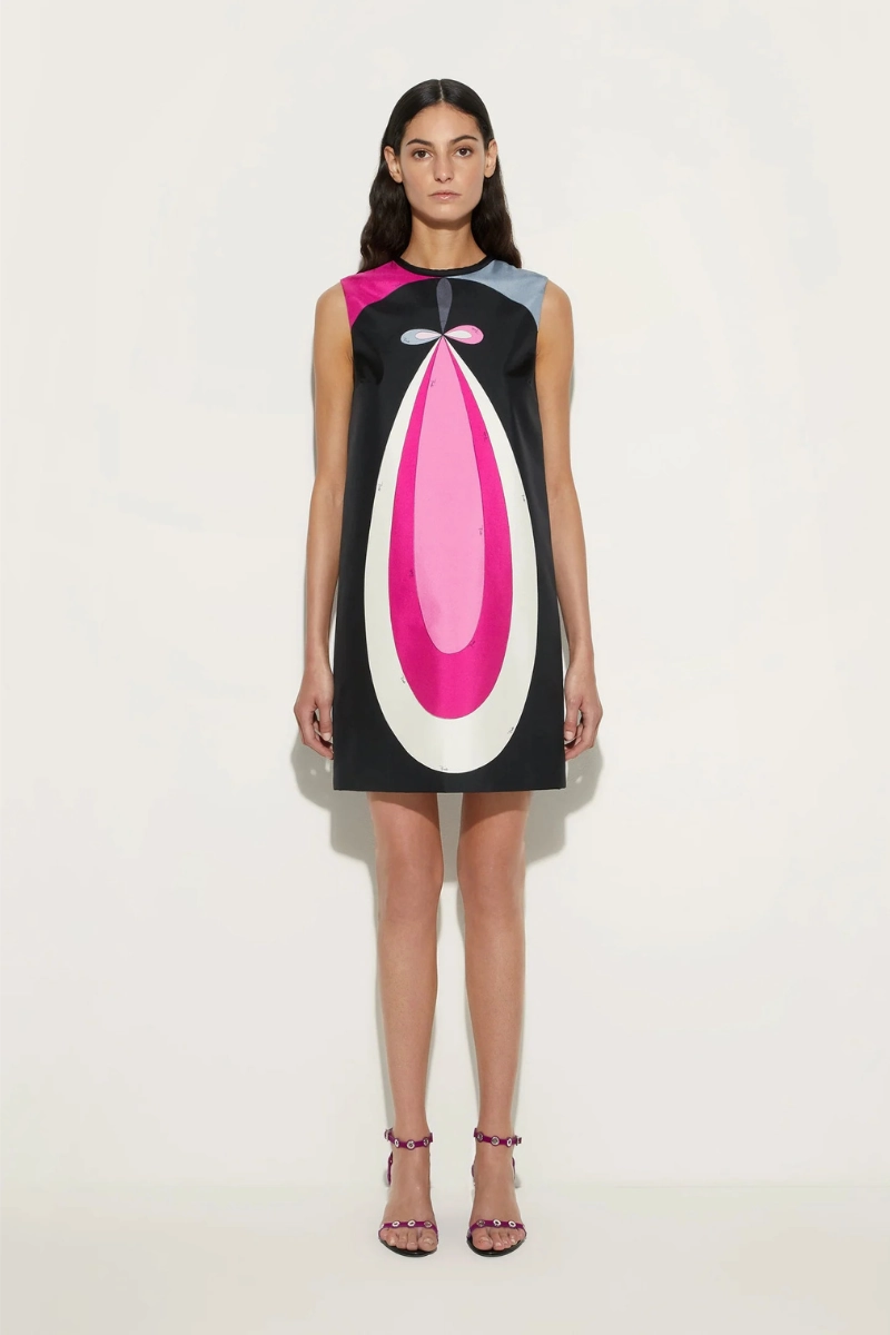 Empire-Waist Maddalena Print Twill Mini Dress