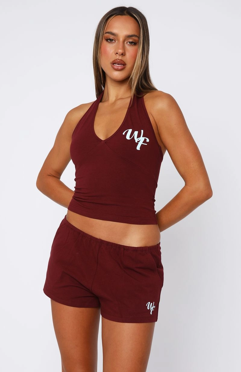 Breezy Layer Fit Made Me Better Relaxed Shorts Burgundy
