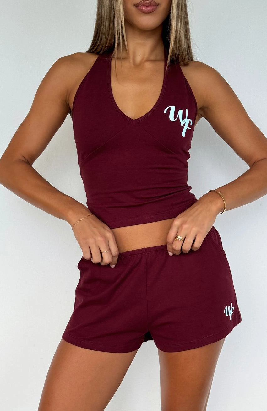 Made Me Better Relaxed Shorts Burgundy Chill Vibes colorful