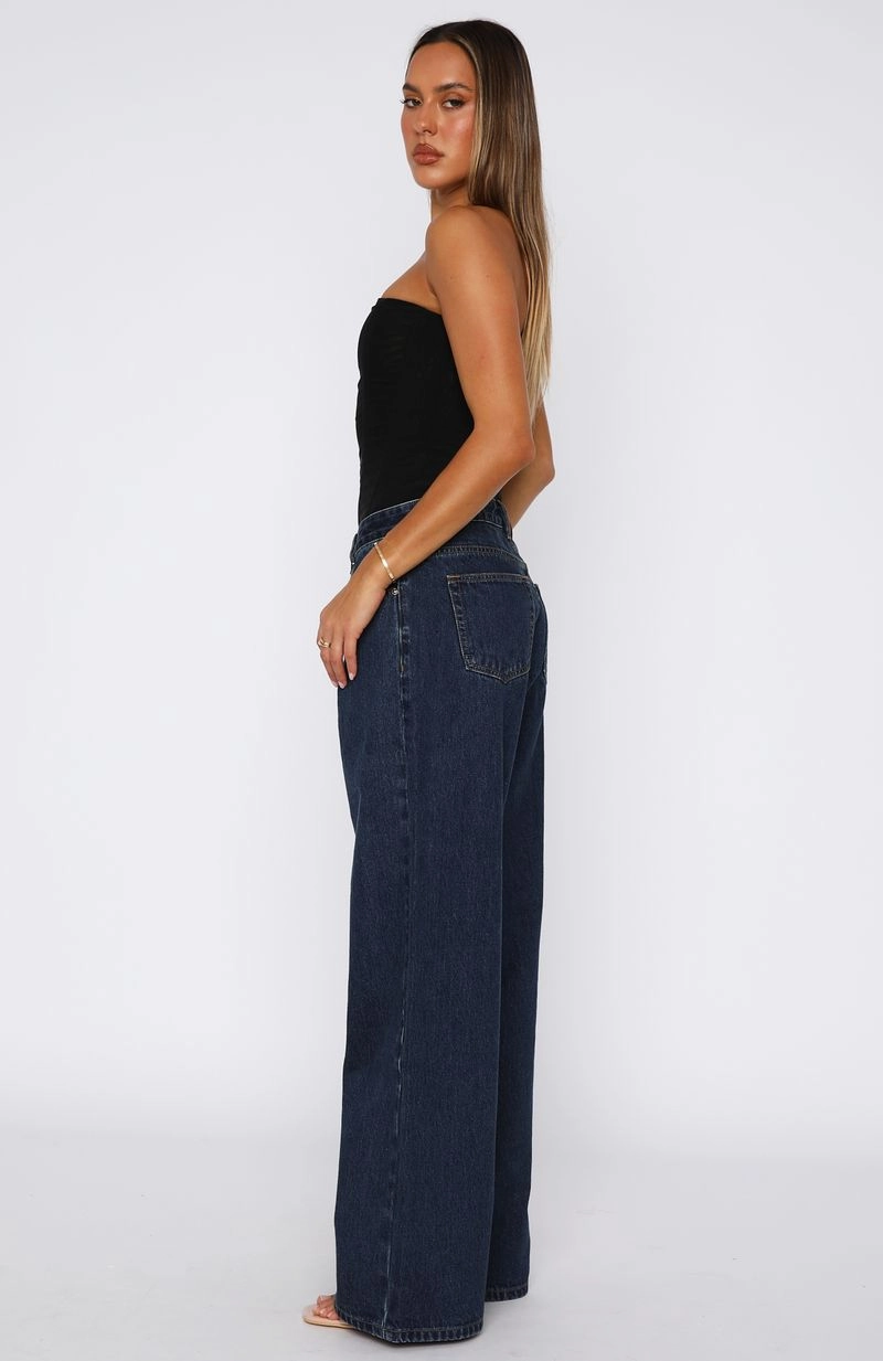 Maeve Low Rise Wide Leg Jeans Dark Blue Affordable Neutral Holiday Vibes