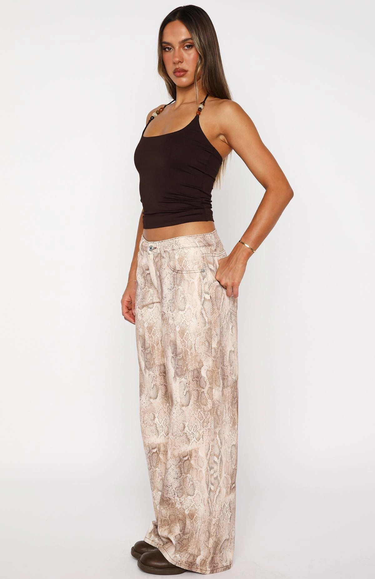 Versatile Comfort Maeve Low Rise Wide Leg Jeans Desert Snake