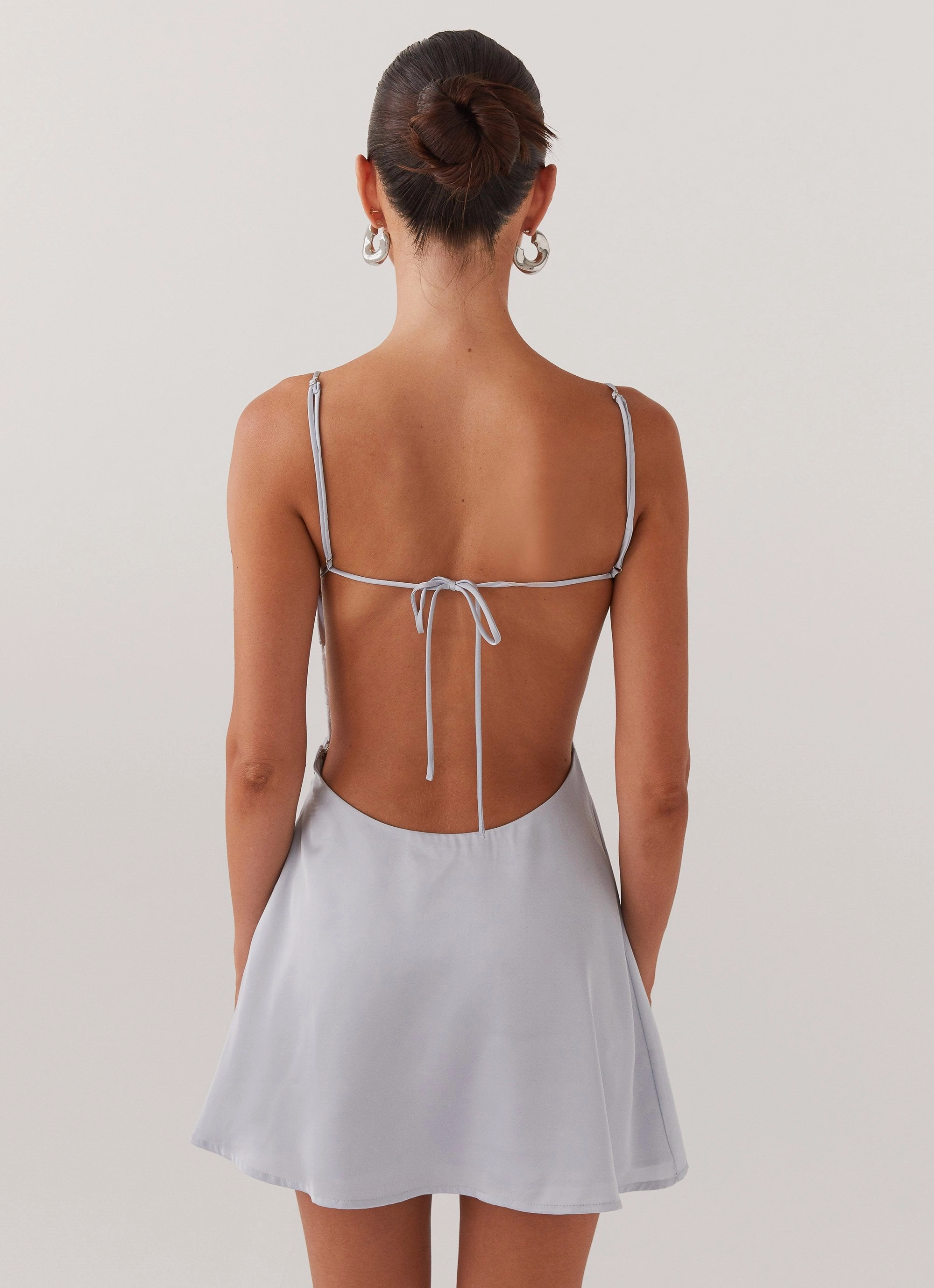 Nature Bloom Organic-Fabric Ayla Satin Mini Dress - Arctic Blue