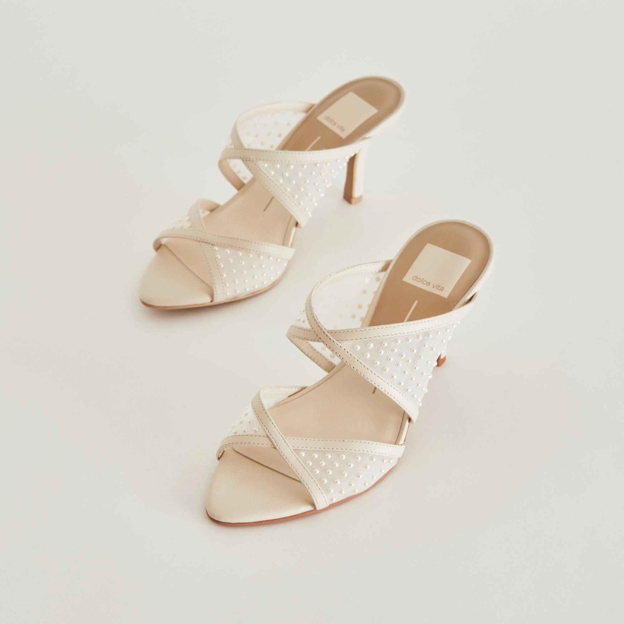Gold Shine MANDEL PEARL HEELS IVORY MESH