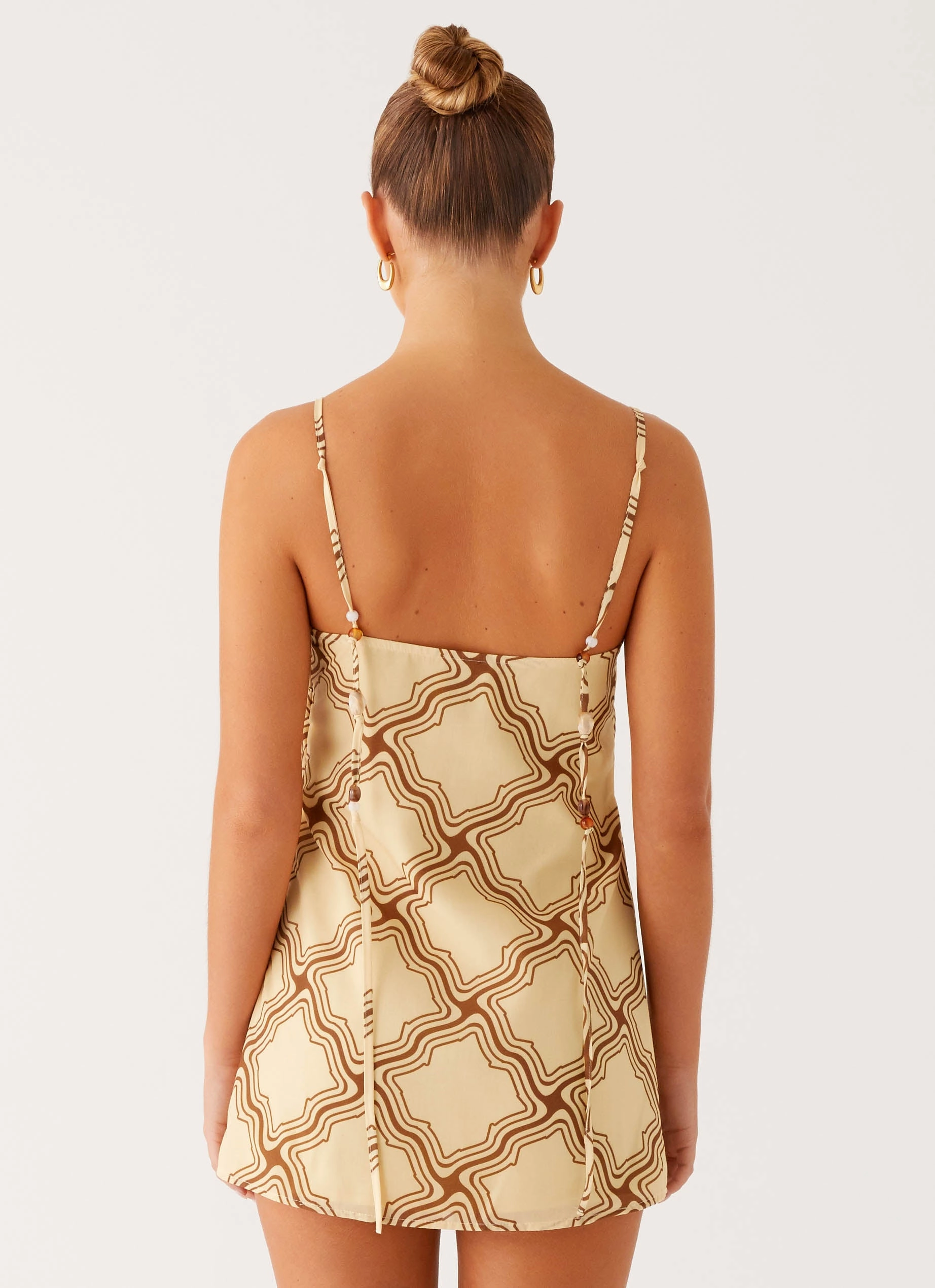 Back-Zip Mantra Mini Dress - Tidal Wave Print