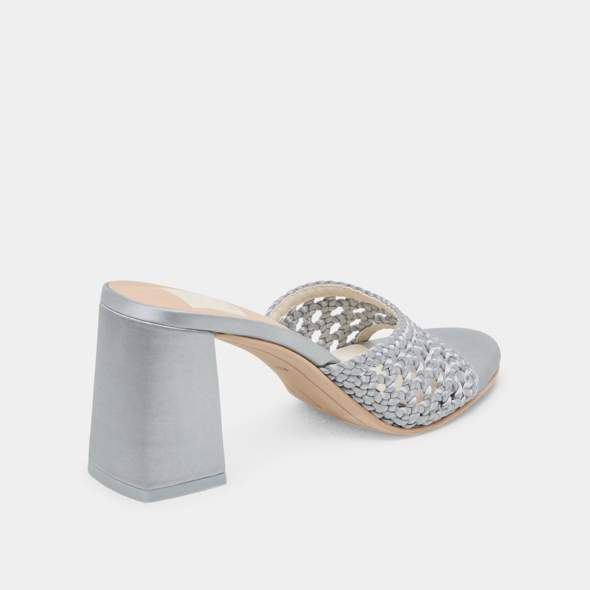 Summer Spark Standout Design MARGOE HEELS LIGHT BLUE WOVEN SATIN