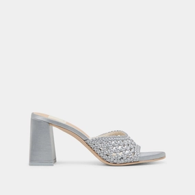 MARGOE HEELS LIGHT BLUE WOVEN SATIN Glittery Shine