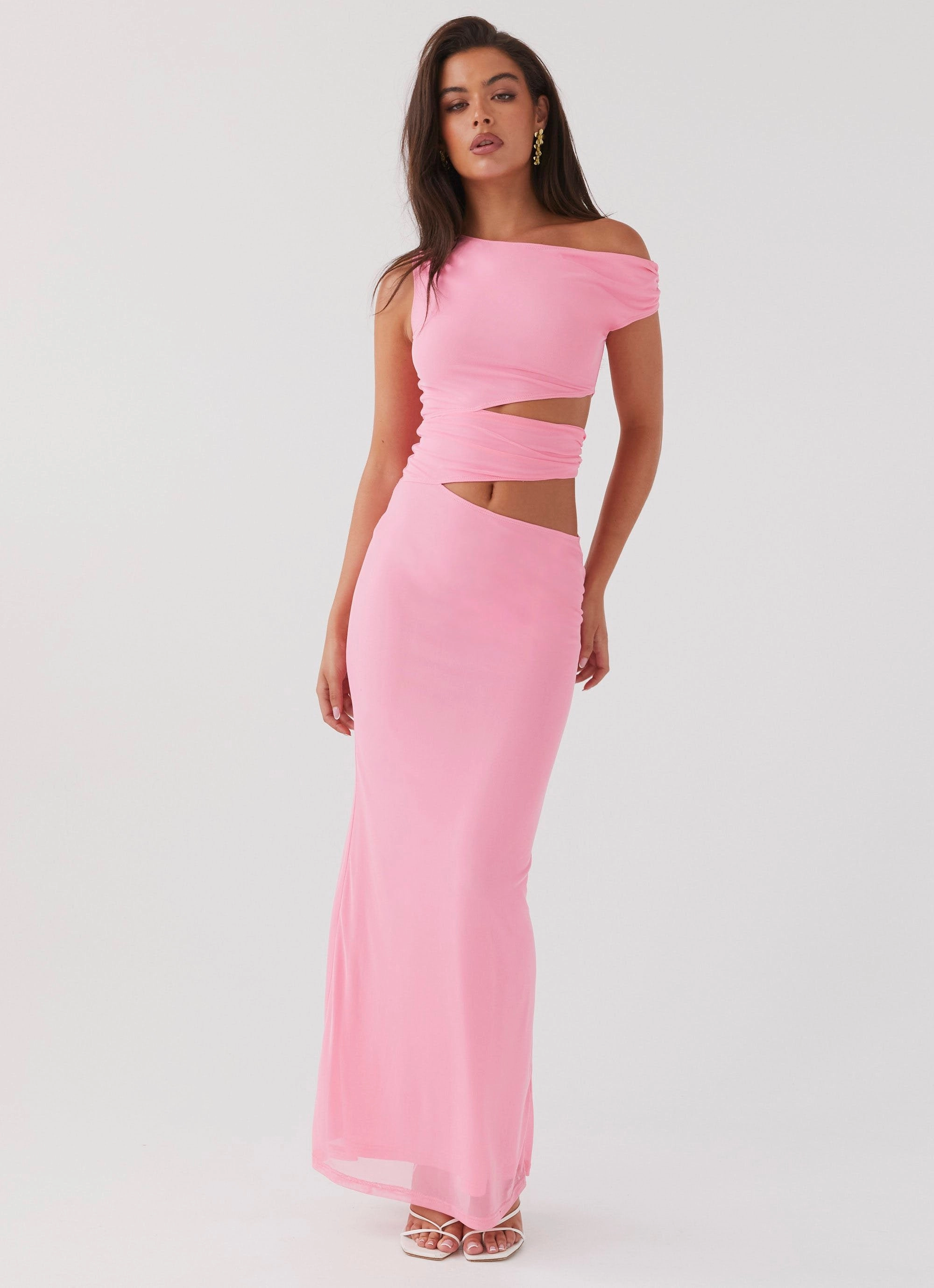 Clean Finish Margot One Shoulder Maxi Dress - Candy