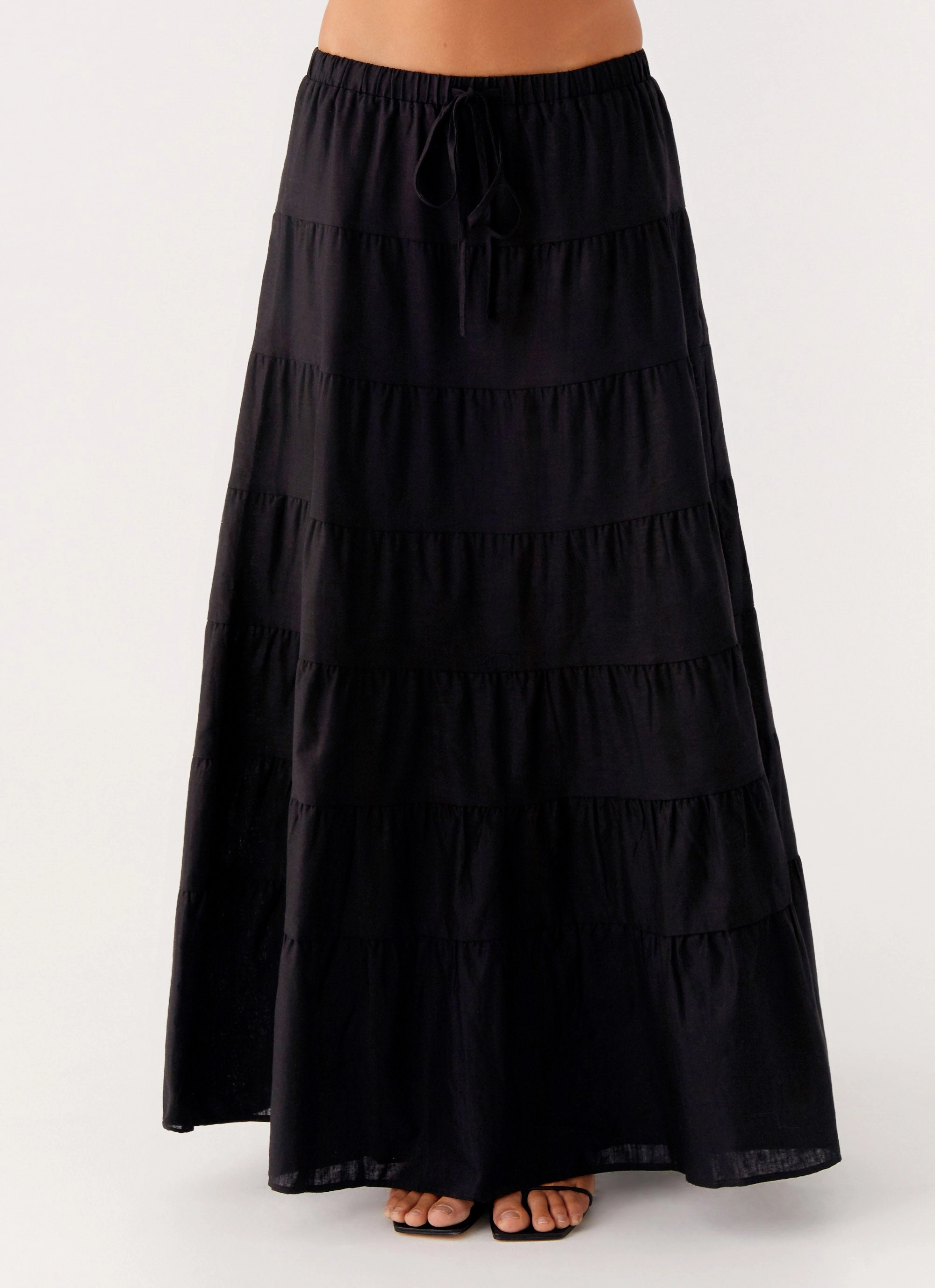 Mariella Linen Maxi Skirt - Black Easy Layer