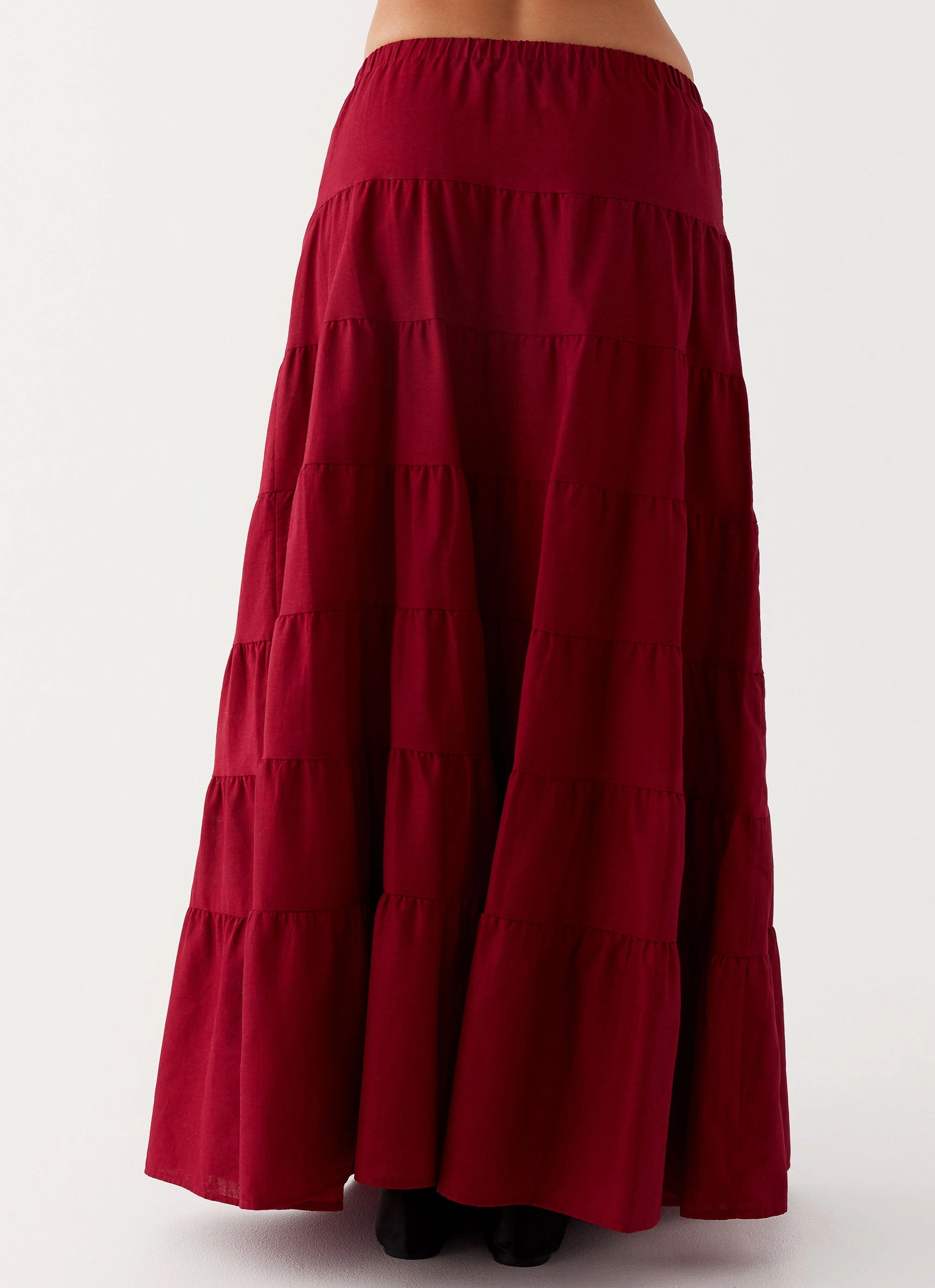 Mariella Linen Maxi Skirt - Maroon Laidback Style