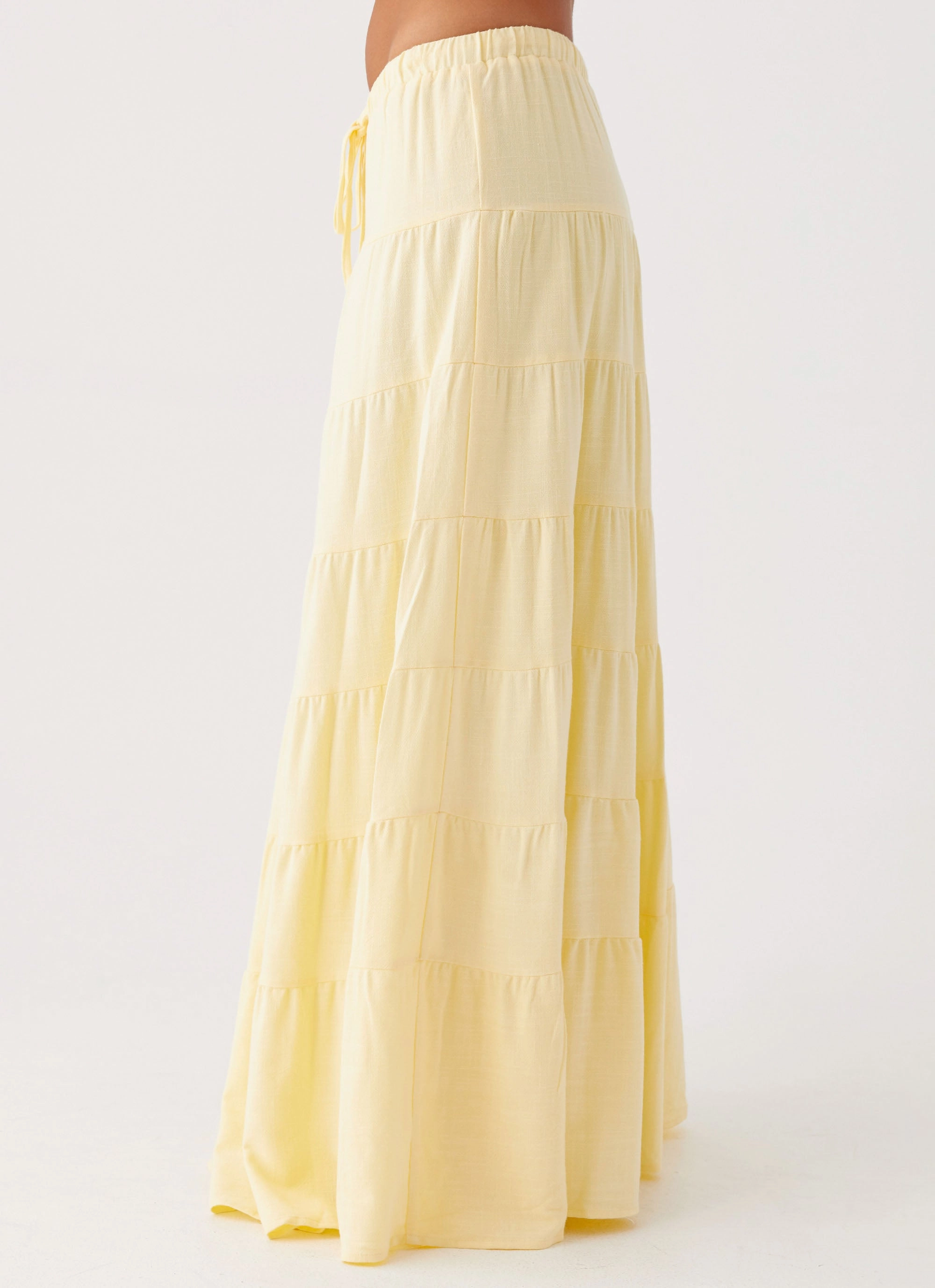 Lightweight Lining Mariella Linen Maxi Skirt - Yellow