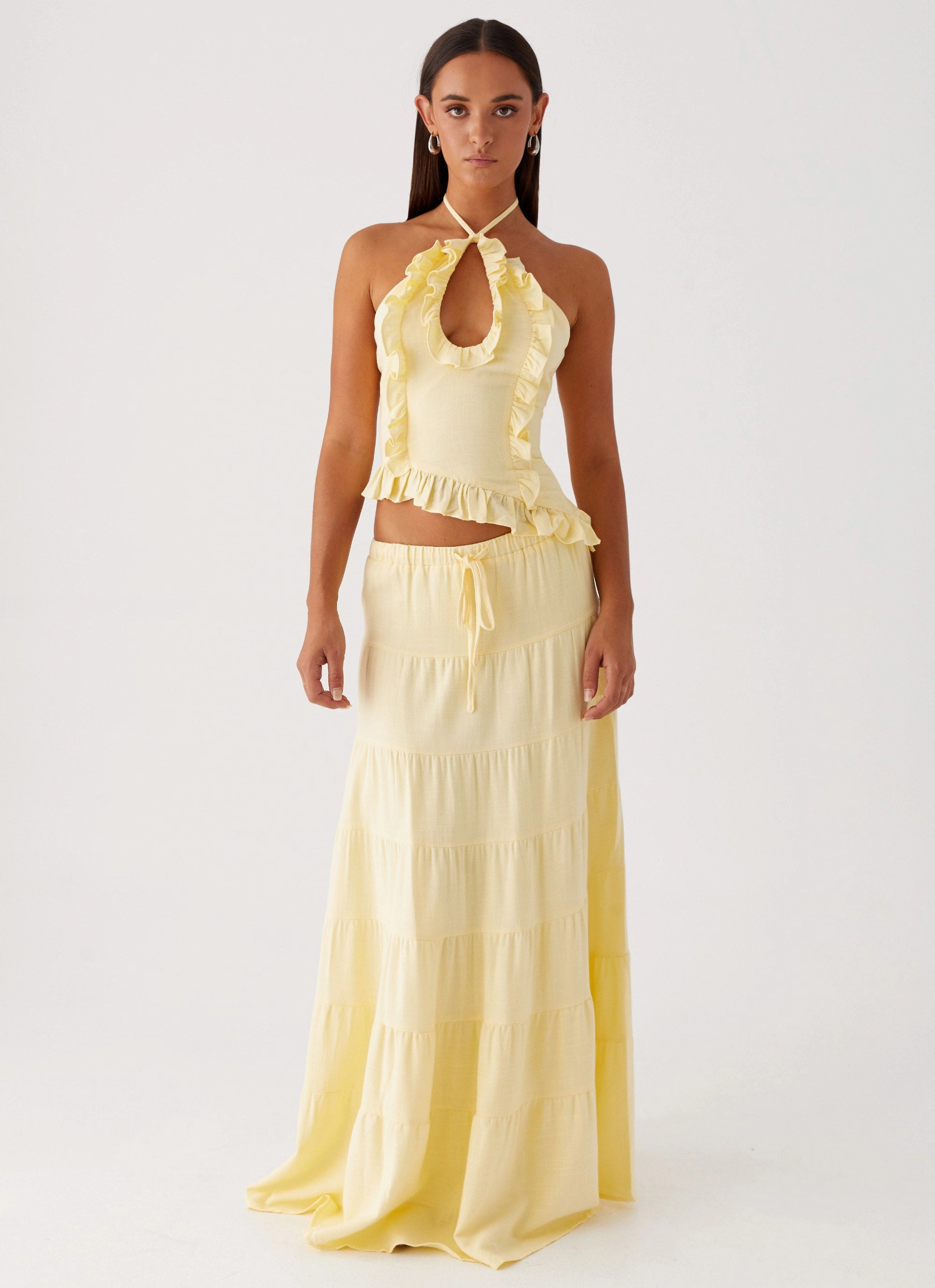 Mariella Linen Maxi Skirt - Yellow Seamless construction Soft Palette