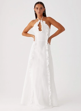 Mariella Maxi Dress - White Cool Drape Easy Layers