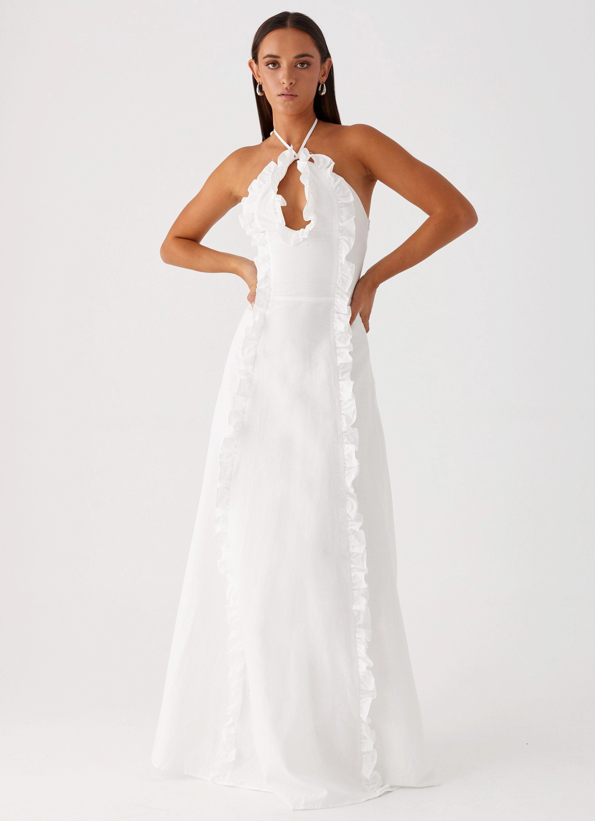 Mariella Maxi Dress - White Cool Drape Easy Layers