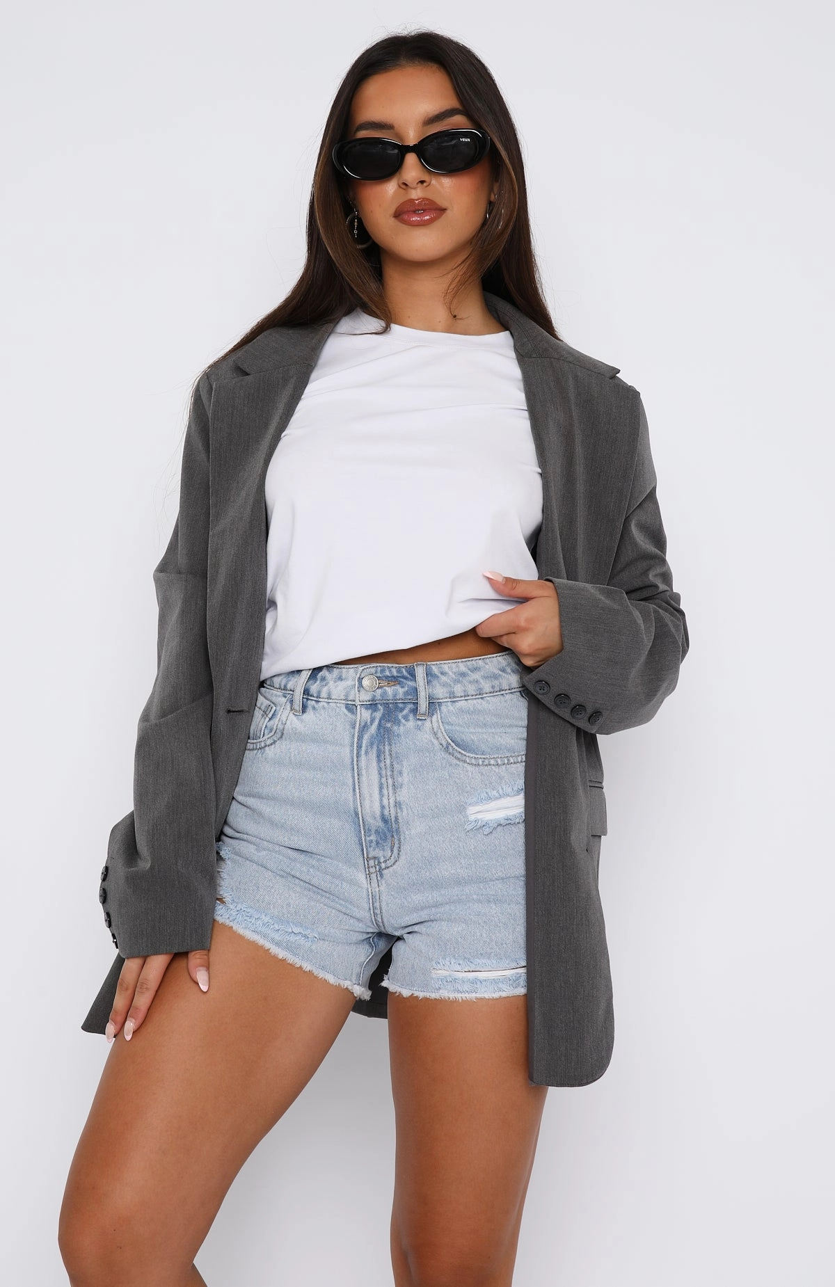 Jogging Ready What Are We Denim Shorts Powder Blue Wash