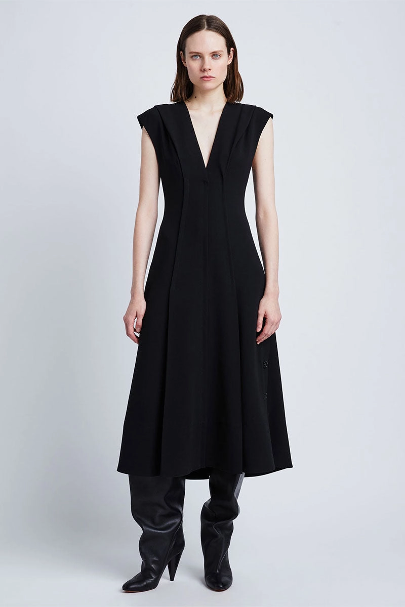 Casual-Look Ruffle-Detail Matte Viscose Crepe Dress