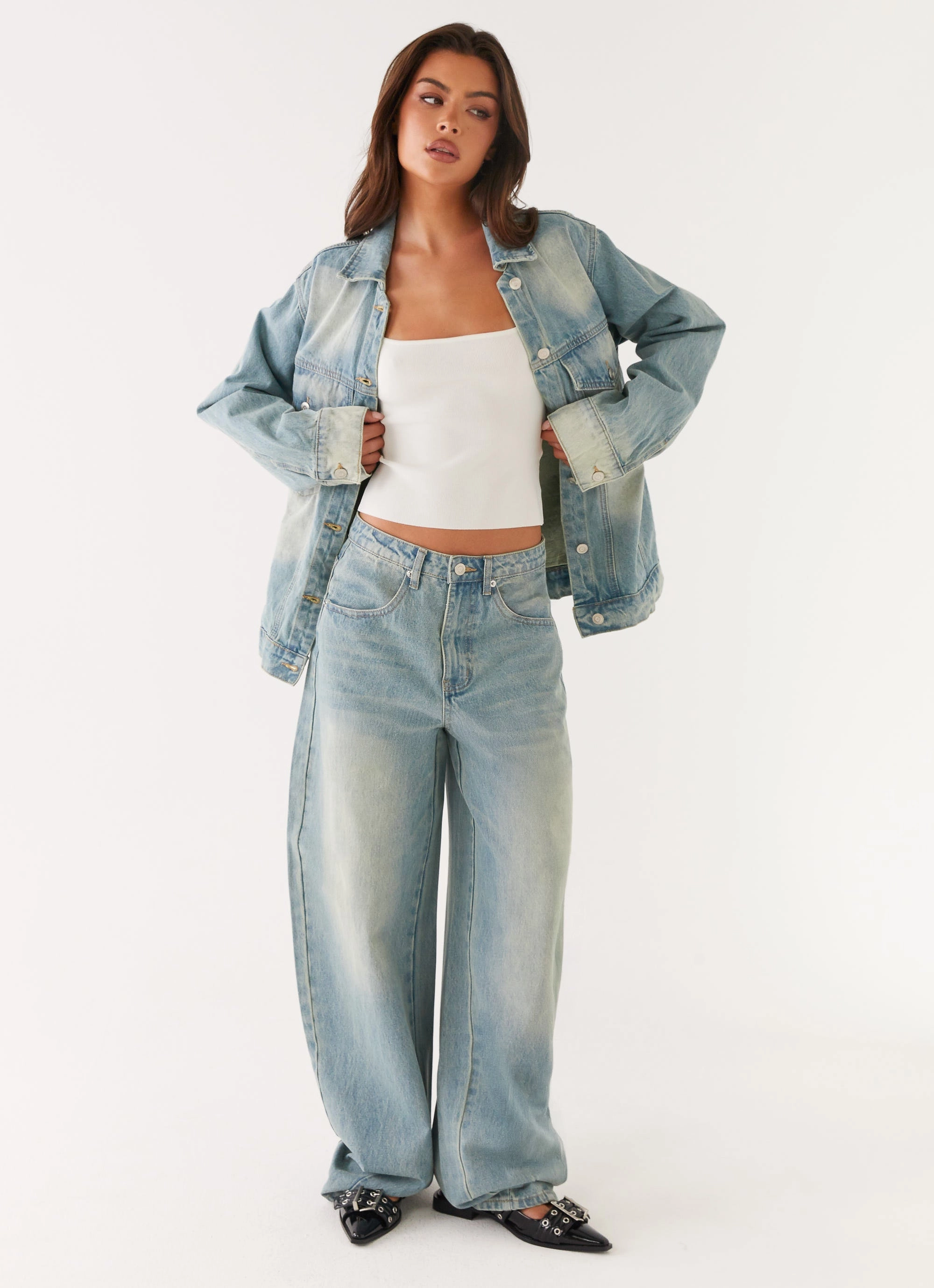 Easy Care Maxwell Baggy Jeans - Washed Blue