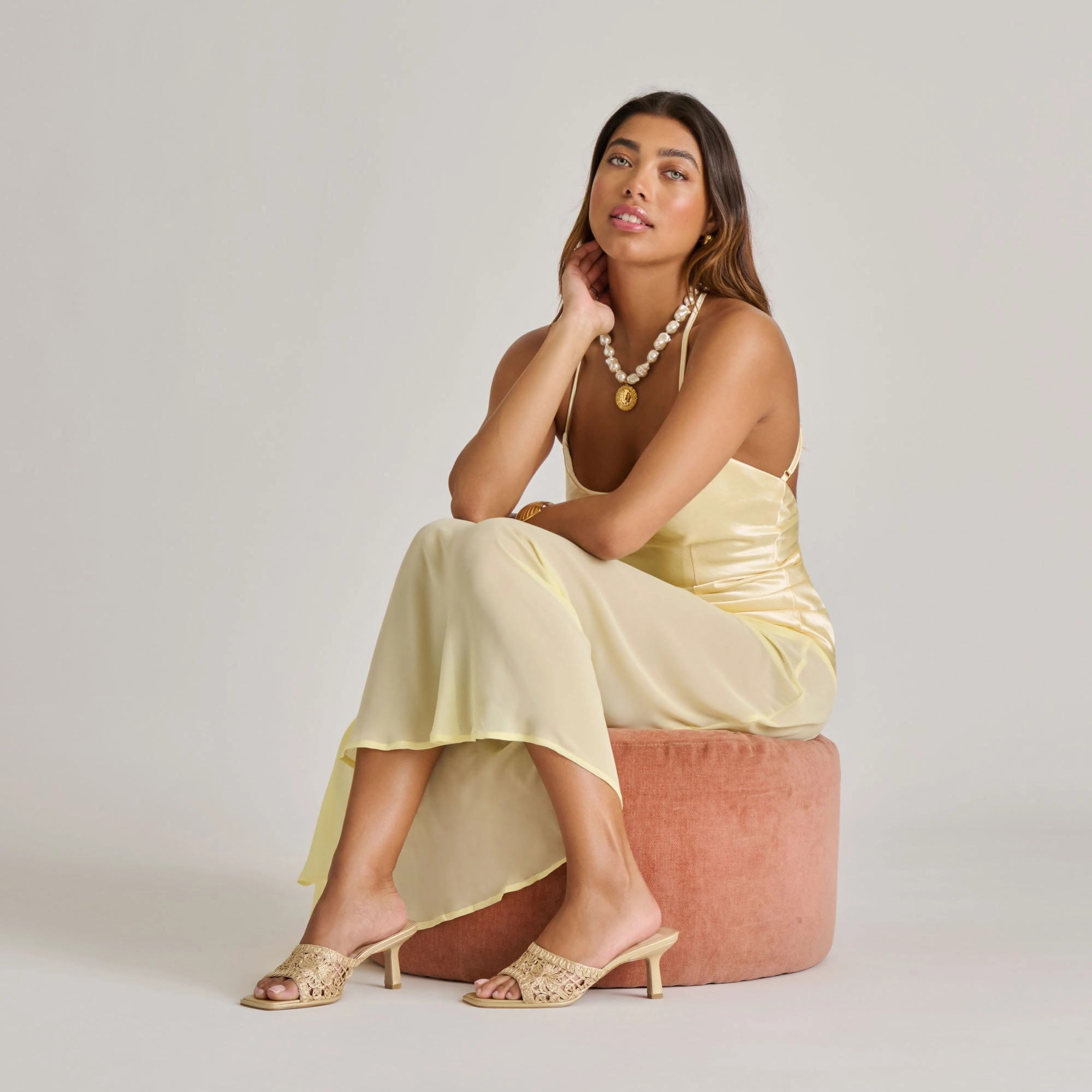 MAYLAH HEELS LIGHT GOLD MACRAME Metallic Shine