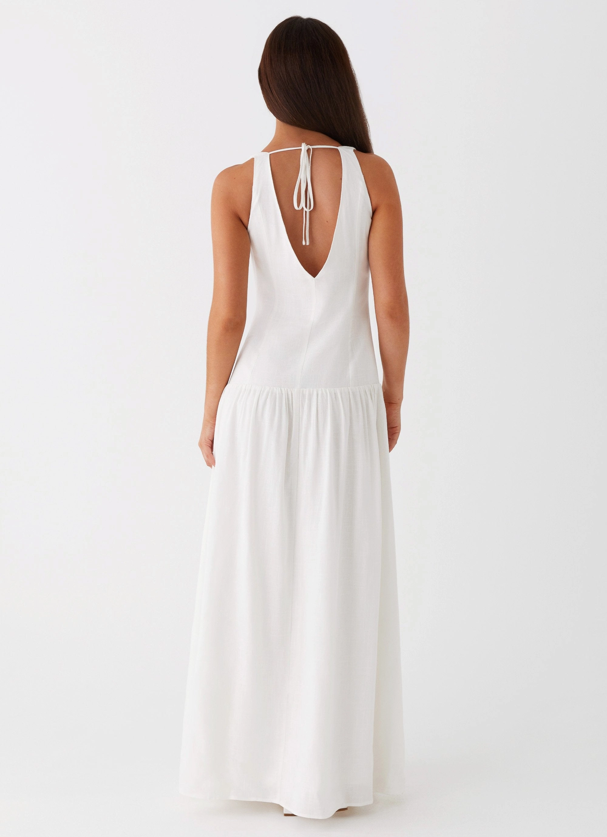 Meggie Linen Maxi Dress - White Subtle tone