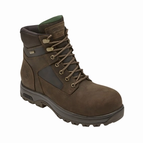 Men's 8000 Works Waterproof Safety (Plain Toe) Boot - Brown (4E Width) ArchSupport