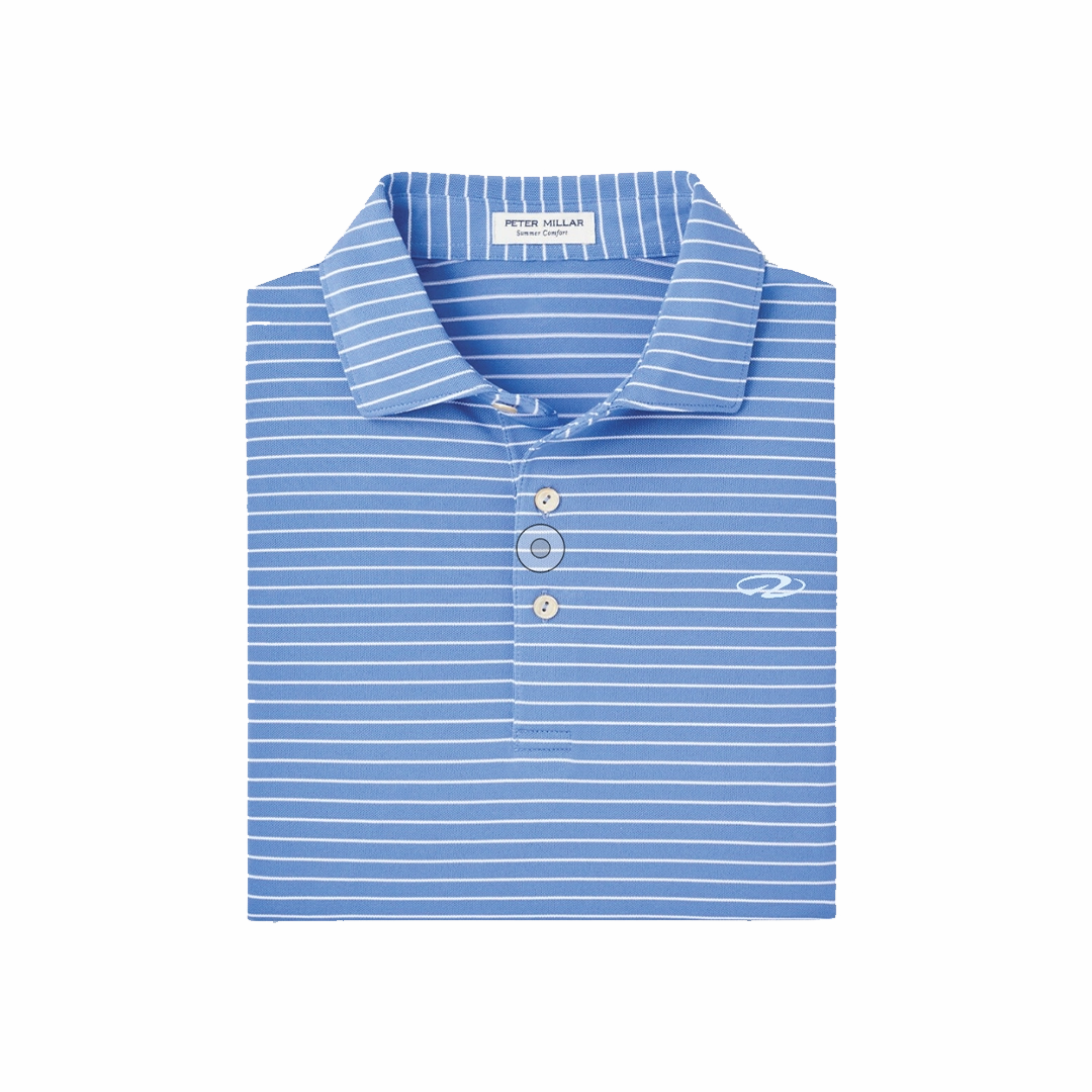 Men's Blue and Thin White Striped Polo Weekend Casual Comfy Comfort
