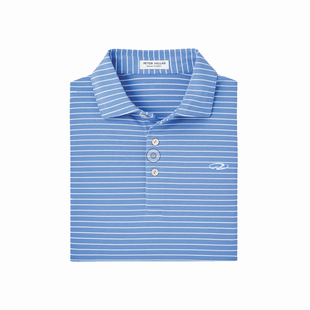 Men's Blue and Thin White Striped Polo Modern Fashion