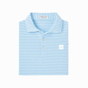 Men's Light Blue Double Striped Polo Quality Fabric