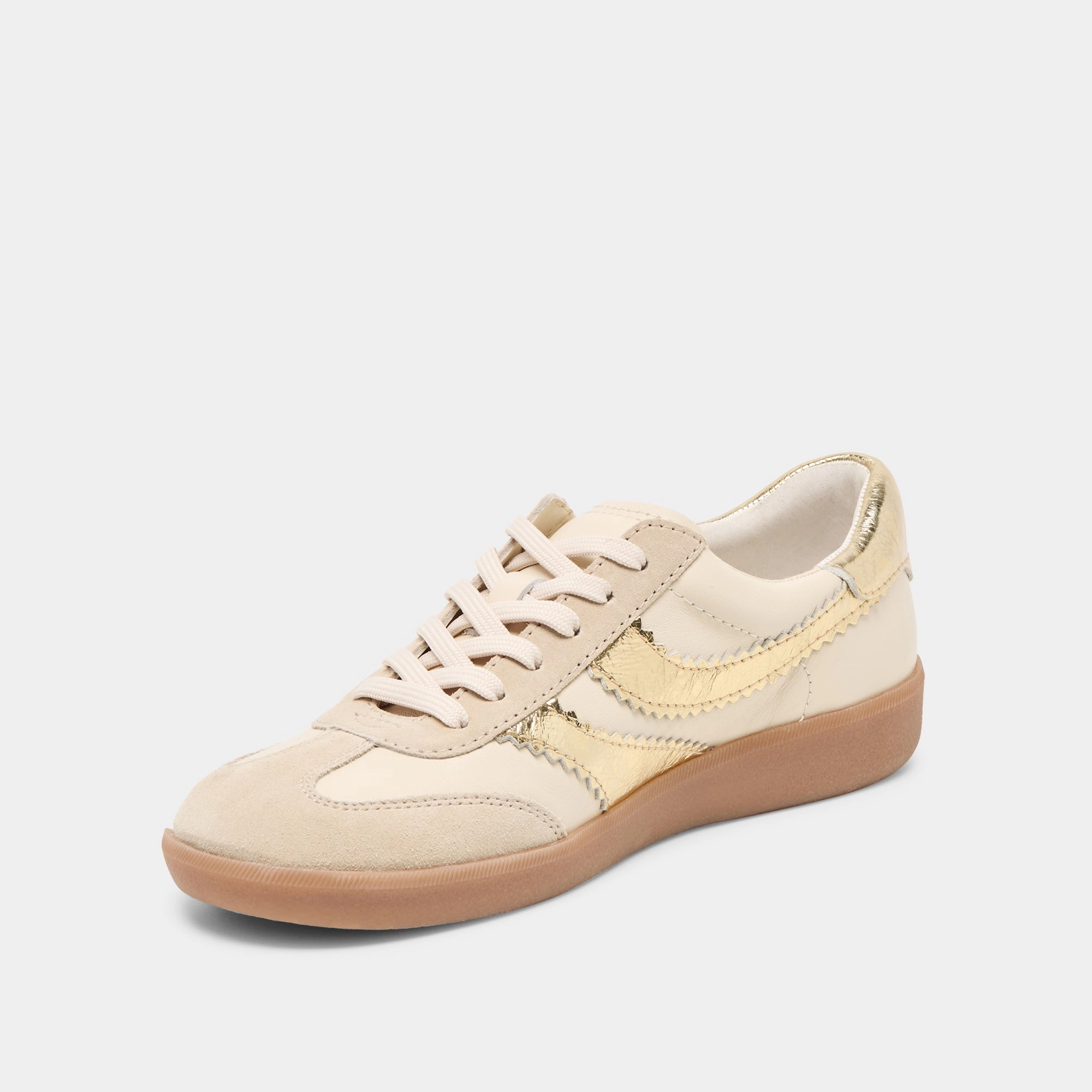 MERIT SNEAKERS WHITE GOLD LEATHER Urban Trail Reinforced Collar Padding