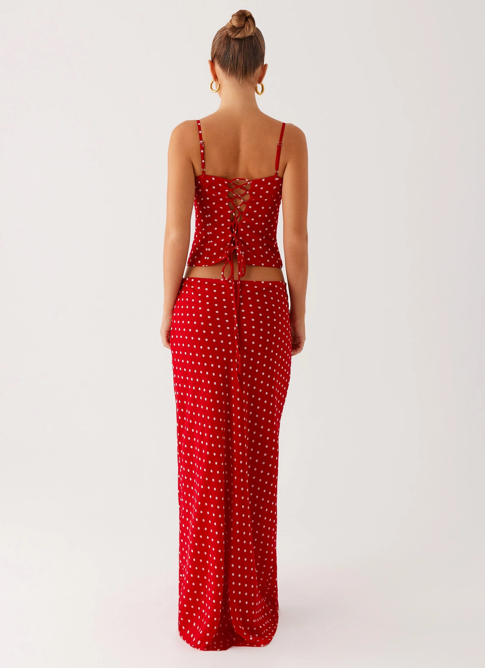 Crochet Style Bendita Maxi Skirt - Red Polka Dot