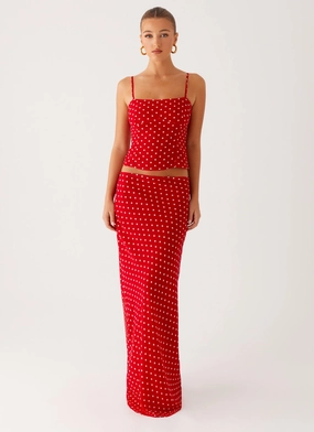 Bendita Maxi Skirt - Red Polka Dot Casual Wear
