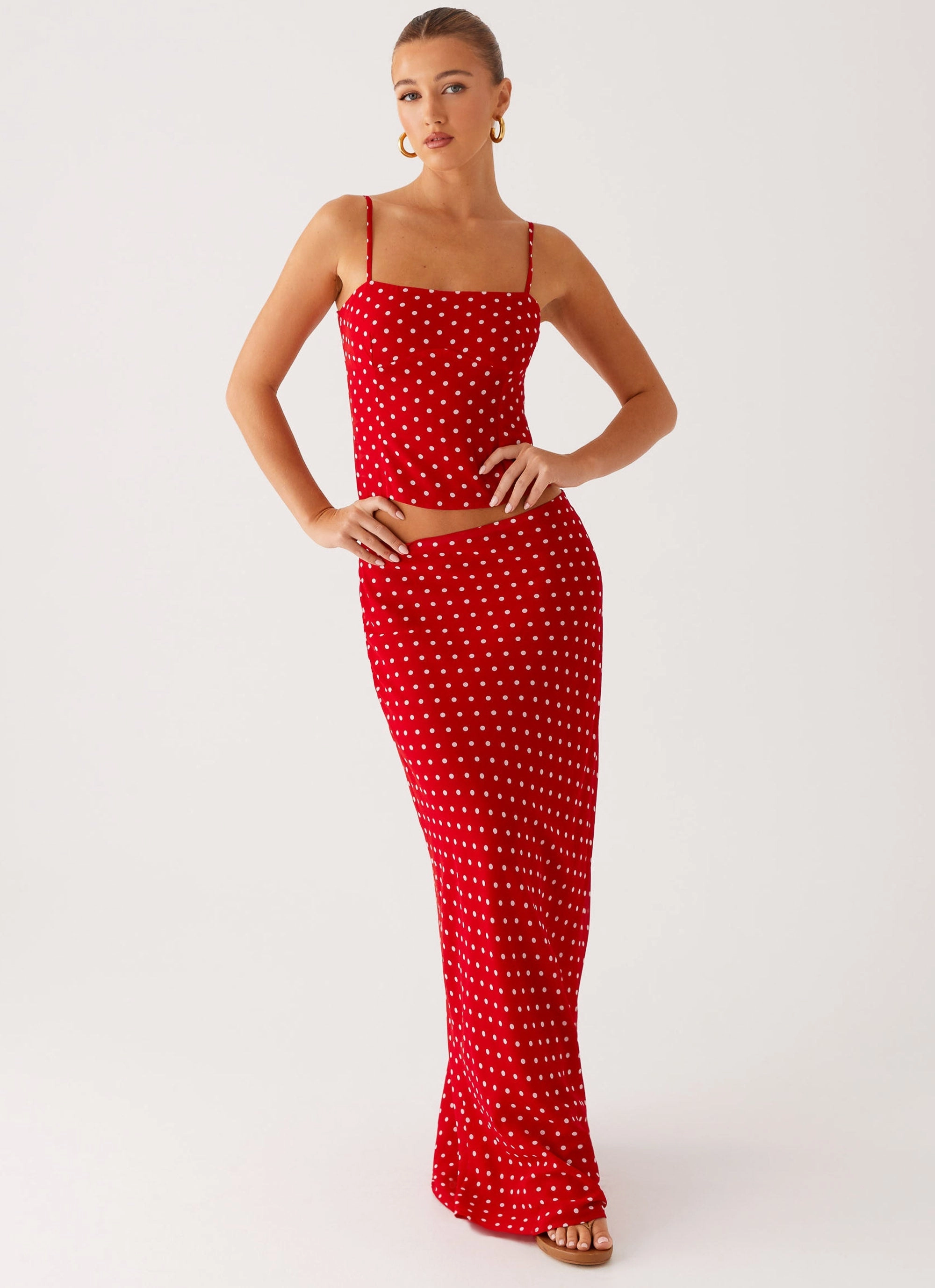 Bendita Maxi Skirt - Red Polka Dot Summer Outfit