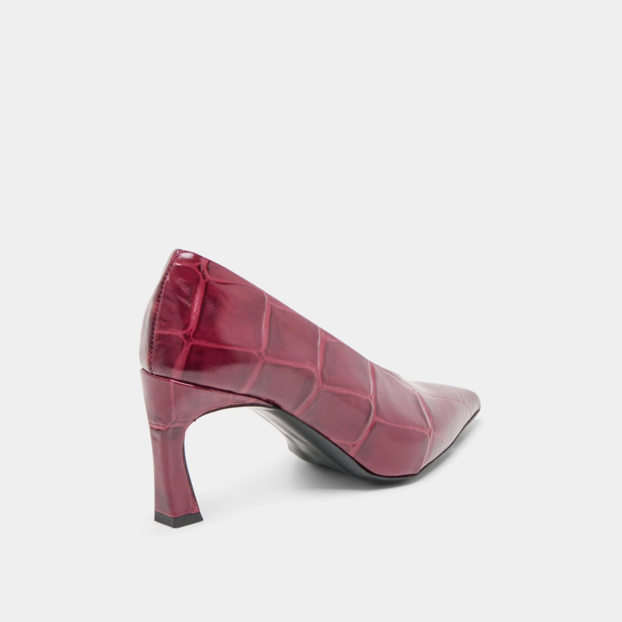 Elegant Pumps MIDGE HEELS BURGUNDY CROCO EMBOSSED LEATHER