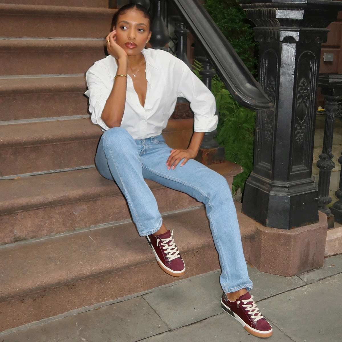 Structured sole ZINA SNEAKERS BURGUNDY CRINKLE PATENT