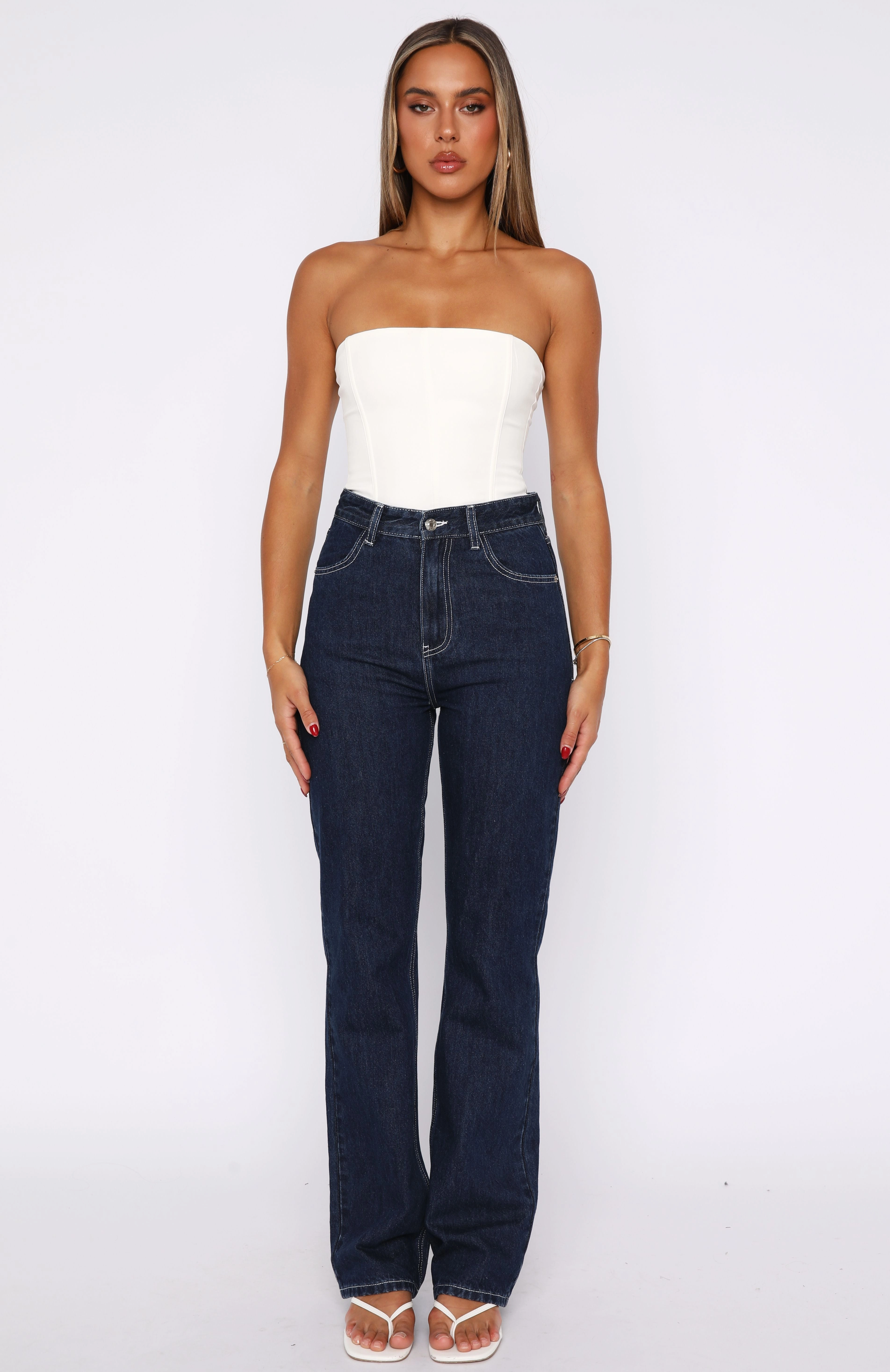 Millie High Rise Bootleg Jeans Dark Indigo Minimalist Design