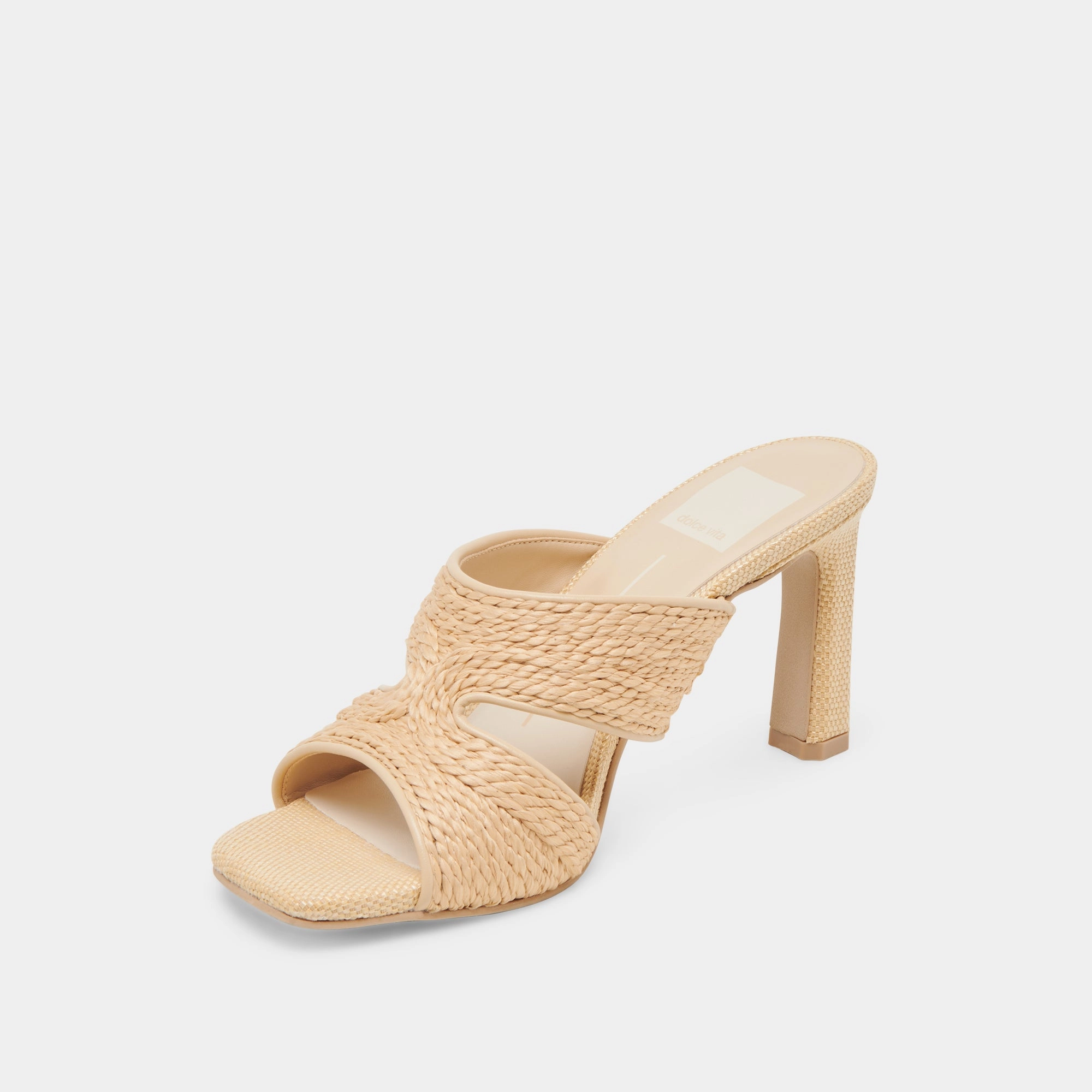 GITEL WIDE HEELS LT NATURAL RAFFIA Zip Close Italian Chic