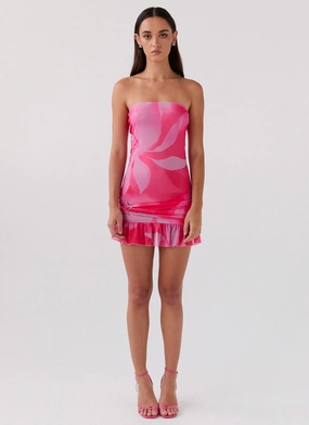 Besa Mesh Mini Dress - Neon Blush Easy Flow Mood Casual