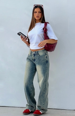 Modern Minimalist Stretch Recycled Fiber Content Bring The Style Low Rise Wide Leg Jeans Sand