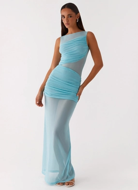 Polite Color Stain-Guard-Finish Apollo Maxi Dress - Aqua