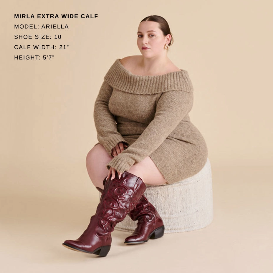 Minimal Profile MIRLA EXTRA WIDE CALF BOOTS OXBLOOD LEATHER