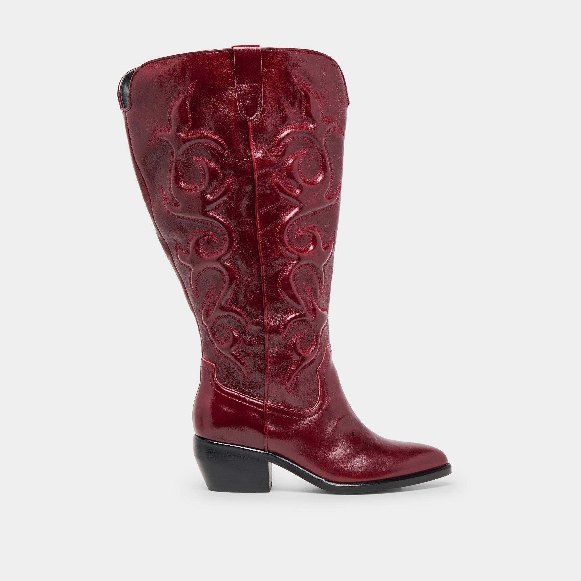 MIRLA EXTRA WIDE CALF BOOTS OXBLOOD LEATHER High Traction Outdoor Trek